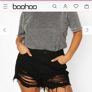 Boohoo Distressed Black Jean Shorts 20 3x